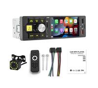 Autoradio Bluetooth Single Din 4,1 pouces avec Android Auto/CarPlay/Mirrorlink filaire, prise en charge USB et TYPE-C/appel mains libres Bluetooth/radio FM/USB/carte TF/entrée AUX + caméra 12 LED