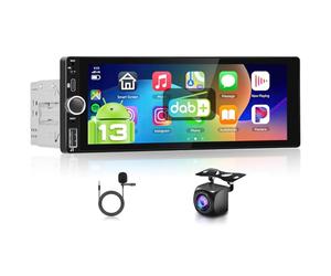 Autoradio Carplay 1 Din 2G+64G, Lecteur de Voiture à écran Tactile Podofo 6,86 Pouces avec Dab+, BT/FM/RDS/Navi/Commande au Volant/WiFi, Radio Android pour Voiture