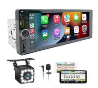 Autoradio CarPlay 1 DIN - 6.86 Pouces HD Ecran Tactile Car Play Voiture Soutien PhoneLink iOS/Android avec Caméra de Recul, Support Type-C de Recharge/USB/Microphone/EQ/SWC
