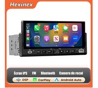 Autoradio Carplay 1 DIN sans Fil Hexinex 6.86'' IPS Écran argent Carplay Android Auto Bluetooth SD Caméra de recul Inclus