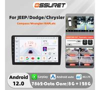 Autoradio Carplay Android Auto 10.1 pouces, pour Jeep Compass Wrangler Grand Cherokee Commander Liberty /Chrysler 300C /Dodge RAM stéréo S2-8Core-4G 32G
