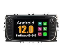 Autoradio CarPlay Multimédia RoverOne Android 4Go RAM 64Go ROM GPS pour Ford Focus 2 Mondeo Kuga Smax Cmax MK2 / Noir G