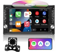 Autoradio Double Din Avec Lecteur Cd/Dvd, Apple Carplay Et Android Auto, Écran Tactile De 6,2 Pouces Avec Caméra De Recul Ahd, Bluetooth, Mirror Link, Swc, Récepteur Audio Pour Voiture Rds/Am/Fm