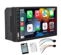 Autoradio Double DIN Compatible avec sans Fil Apple Carplay et Android Auto 7 Pouces Bluetooth Auto Stéréo écran Tactile avec USB TF FM AUX in Prise en Charge du Lien Miroir et Caisson de Basses