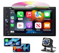 Autoradio Double Din HD de 6,2", Apple Carplay et Android Auto Bluetooth Lecteur DVD CD Radio multimédia, récepteur Audio pour Voiture avec Car Play Mirror Link, caméra de recul,RDS AM FM USB SD AUX