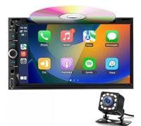 Autoradio Double Din pour sans Fil Carplay & Android Auto, écran Tactile de 6,95", Lecteur CD/DVD pour Voiture Commande vocale/caméra de recul/Bluetooth5.2/MirrorLink/SWC/RDS/AM/FM/USB/AUX/MIC/DSP