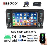 Autoradio - ESSGOO - Audi A3 - Android 14 - 64Go - CarPlay - 7 pouces - Caméra de recul