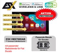 Autoradio ESX VISION VMX700DAB 2-DIN Moniceiver avec cache radio pour Fiat Du...