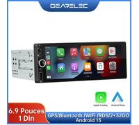Autoradio GEARELEC 6.9 Pouces avec Sans Fil CarPlay Android Auto GPS Bluetooth WiFi RDS FM 2+32GO