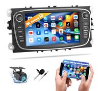 Autoradio GPS Android 13 pour Ford Focus II Mondeo 9 S-Max C-Max Kuga 2008-2011 avec Mirrorlink, écran Tactile 7 Pouces avec WiFi/Navigation GPS Bluetooth FM/RDS/EQ + caméra de recul AHD et MIC