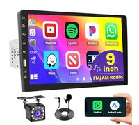 Autoradio Inefala 1 Din avec CarPlay et Android Auto, écran Tactile HD 9 Pouces, stéréo de Voiture Bluetooth avec Lien Miroir, Radio FM, SWC, Chargement de téléphone USB, caméra de recul, Micro