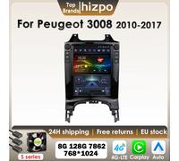 Autoradio intelligent Android Hizpo 9,7 pouces pour Peugeot 3008 MPV 2010 - 2017, style Tesla, Carplay, Android Auto, GPS, 4G, BT, 7862 S6 (8Core 6G 64G)