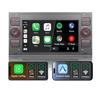 Autoradio Linux pour Ford Fusion Focus Transit Galaxy Mondeo Kuga CMax SMax,CarPlay & Android Auto sans Fil Intégrés,Écran Ford Compatible Commandes au Volant d'origine,AM/FM/RDS,45Wx4 (Gris foncé)