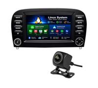 Autoradio Linux pour Mercedes Classe SL R230 2005-2008 Phase 2, Écran 7" à Boutons avec CarPlay Android Auto sans Fil Navigation Via Smartphone, Bluetooth DSP Radio AM/FM RDS, Caméra 720P, SWC