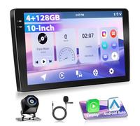 Autoradio Motorsi 2 Din 4G+128G 10'' 1280P Android 15 Système A-pple Carplay Android Auto GPS Bluetooth 5.0 WiFi FM/RDS 2USB Comprend Caméra de Recul AHD, Microphone
