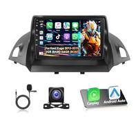 Autoradio Motorsi Android pour Ford Kuga 2013-2019, Android 15 A-pple Carplay Android Auto Radio 2G+64G Prise en Charge Dab+ OBD2 Sortie Vidéo EQ GPS WiFi avec Caméra AHD De Recul, Micro