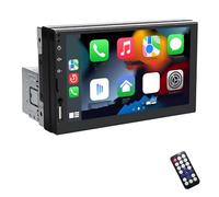 Autoradio Multimédia 1 DIN CarPlay Android Auto Écran Tactile IPS 7 Pouces Wi-FI 6, 5 GHz, Bluetooth FM AUX Lien Miroir Universel Voiture Vue Arrière Caméra Recul(with 8 LED Camera)