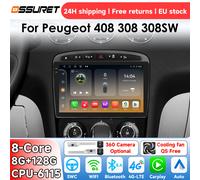 Autoradio OSSURET AI Android 14 pour Peugeot 408 308 308SW, système intelligent Carplay, lecteur multimédia vidéo, GPS 4G 6115 T2-CP (4Core 2G 32G) Black