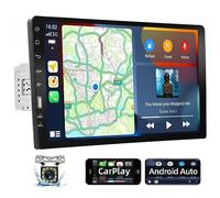 Autoradio Podofo 1 Din avec A-pple CarPlay 9 Pouces, écran Tactile HD, Android Auto, Bluetooth, Radio FM, SWC, Mirror Link, USB, Caméra de Recul et Microphone