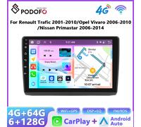 Autoradio Podofo pour Renault Trafic 2001-2010/Opel Vivaro 2006-2010/Nissan Primastar 2006-2014, avec CarPlay, Android Auto, GPS et Stéréo T3 4 128G Camera