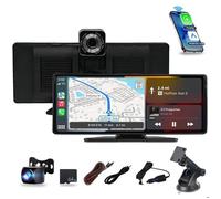 Autoradio portable 10,26""avec CarPlay/Android Auto Sans Fil,Bluetooth, avec Caméra Avant 4K, Caméra de Recul 1080p, avec 64GB TF
