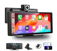 Autoradio Portable 10.26 Pouces avec CarPlay Android Auto et Caméra | 4K+1080p 3-en-1 Écran tactile IPS avec caméra avant 4K et arrière 1080p Bluetooth FM AUX et carte TF pour système d'origine