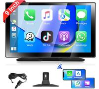 Autoradio Portable Avec Grand Écran Tactile Ips 9'' Compatible A-Pple Carplay Et Android Auto Écran Display Avec Bluetooth/Émetteur Fm Pour Voitures,Suv,Fourgonnettes,Pick-Up Et Camions,7V-3[Z88]