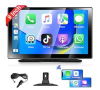 Autoradio Portable avec Grand écran Tactile IPS 9'' Compatible A-pple CarPlay et Android Auto écran Podofo Display avec Bluetooth/émetteur FM pour Voitures,SUV,Fourgonnettes,Pick-up et Camions,7V-32V