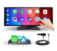 Autoradio Portable Podofo sans Fil A-pple Carplay et Android Auto, écran CarPlay 10,26 Pouces, Radio Bluetooth avec Lien Miroir/Commande vocale/Cartes GPS/entrée TF/AUX pour Voiture et Camion