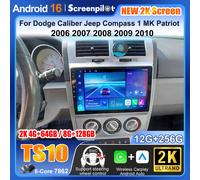 Autoradio pour Dodge Caliber Jeep Compass 1 MK Patriot 2006 2007 2008 2009 2010 Android 16 Lecteur multimédia vidéo Navigation A 2K 12-256G-DVR 4G
