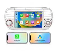 Autoradio pour Fiat 500 2007-2015, CarPlay sans Fil & Android Auto, Blanc | Écran tactile IPS 7 pouces, Bluetooth, DSP, FM-RDS-AM,MirrorLink, micro-phone intégré, compatibilité commandes au volant SWC