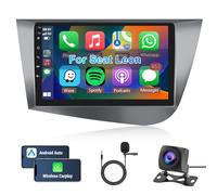 Autoradio pour Seat Leon 2005-2013 9 Pouces Poste Radio Voiture Bluetooth avec CarPlay Android Auto Navigation GPS avec FM/RDS Bluetooth WiFi SWC Écran Tactile Android 14 4GB+64GB