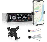 Autoradio Single DIN avec Bluetooth - Autoradio Bluetooth avec support pour téléphone portable - Kit mains libres, radio FM, port USB/TF/AUX, rétroéclairage coloré