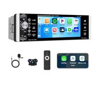Autoradio Single Din avec Carplay Android Auto, Radio Bluetooth avec écran Tactile IPS de 5,1 Pouces avec Mirror Link Microphone/AUX/FM/AM/RDS Commande au Volant Support Caméra de recul