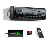 Autoradio stéréo multimédia Bluetooth simple DIN pour voiture, lecteur MP3, appels mains libres/USB/FM/TF/AUX-in, récepteurs radio avec écran LCD numérique couleur + 64 Go SD