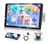 Autoradio stéréo simple DIN CarPlay Android Auto, écran tactile 9 pouces avec audio Bluetooth FM AM, iOS/Android Mirror Link TF/USB/AUX, lecteur multimédia de voiture, caméra de recul + microphone Fon