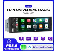 Autoradio universel 1DIN 6,86 pouces, prise en charge du CarPlay sans fil, Android AUTO, AUX, USB, BT, écran tactile, lecteur multimédia vidéo Wired-0