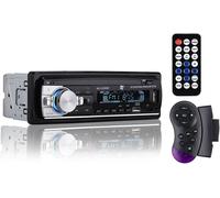 Autoradio Voiture avec RDS - 1 DIN - 4 x 40 W - Bluetooth 5.0, Fonction AUX, Lecteur MP3 et x2 USB, FM Son stéréo, Mains Libres, télécommande pour télécommande, écran LCD, iOS & Android (eMark).[G158]