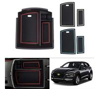 Autorder Console centrale organisateur pour Hyundai Kona 2018-2021 boîte de rangement avec plateau et tapis bleus vert et rouge