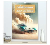Autorennen durch die Wüste (hochwertiger Premium Wandkalender 2026 DIN A2 hoch), Kunstdruck in Hochglanz: Rasantes Autorennen durch die Sanddünen