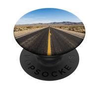 Autoroute du désert Longue Route Droite Vaste Vue Paysage PopSockets PopGrip Adhésif