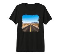 Autoroute du désert Longue Route Droite Vaste Vue Paysage T-Shirt Haut de Gamme