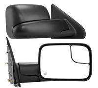 AUTOSAVER88 Towing Mirrors Compatible with 2002-2008 Dodge Ram 1500, 2003-2009 Dodge Ram 2500 3500 Power Heated Dual Lenses Flip-Up Side Mirror Manual Folding Driver Passenger Set Black