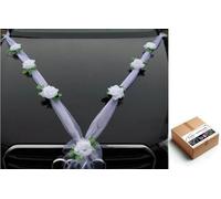 Autoschmuck Organza M Décoration de voiture de mariage ruban organza et roses (blanc pur/blanc)