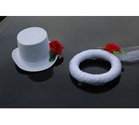 Autoschmuck Schmuckanthony Ensemble de décoration de Voiture avec Chapeau et Chapeau pour décoration de Voiture Rouge/Blanc