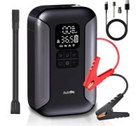AutoSky Démarreur de Batterie 2-en-1 avec compresseur d'air - Gonfleur de pneus, écran numérique, Batterie Externe et Lampe LED