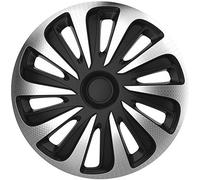 AutoStyle Jeu de 4 enjoliveurs Caliber 17-inch Argent/Noir Look-carboné