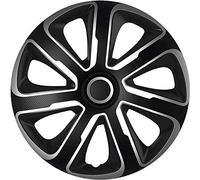 AutoStyle Jeu de 4 enjoliveurs Livorno 15-inch Argent/Noir Look-carboné