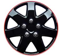AutoStyle Jeu de 4 enjoliveurs Michigan 14-inch Noir/Bord Rouge