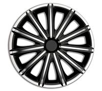 AutoStyle Jeu de 4 enjoliveurs Nero 15-inch Argent/Noir
